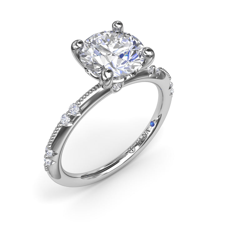 Milgrain Knife-Edge Round Diamond Engagement Ring