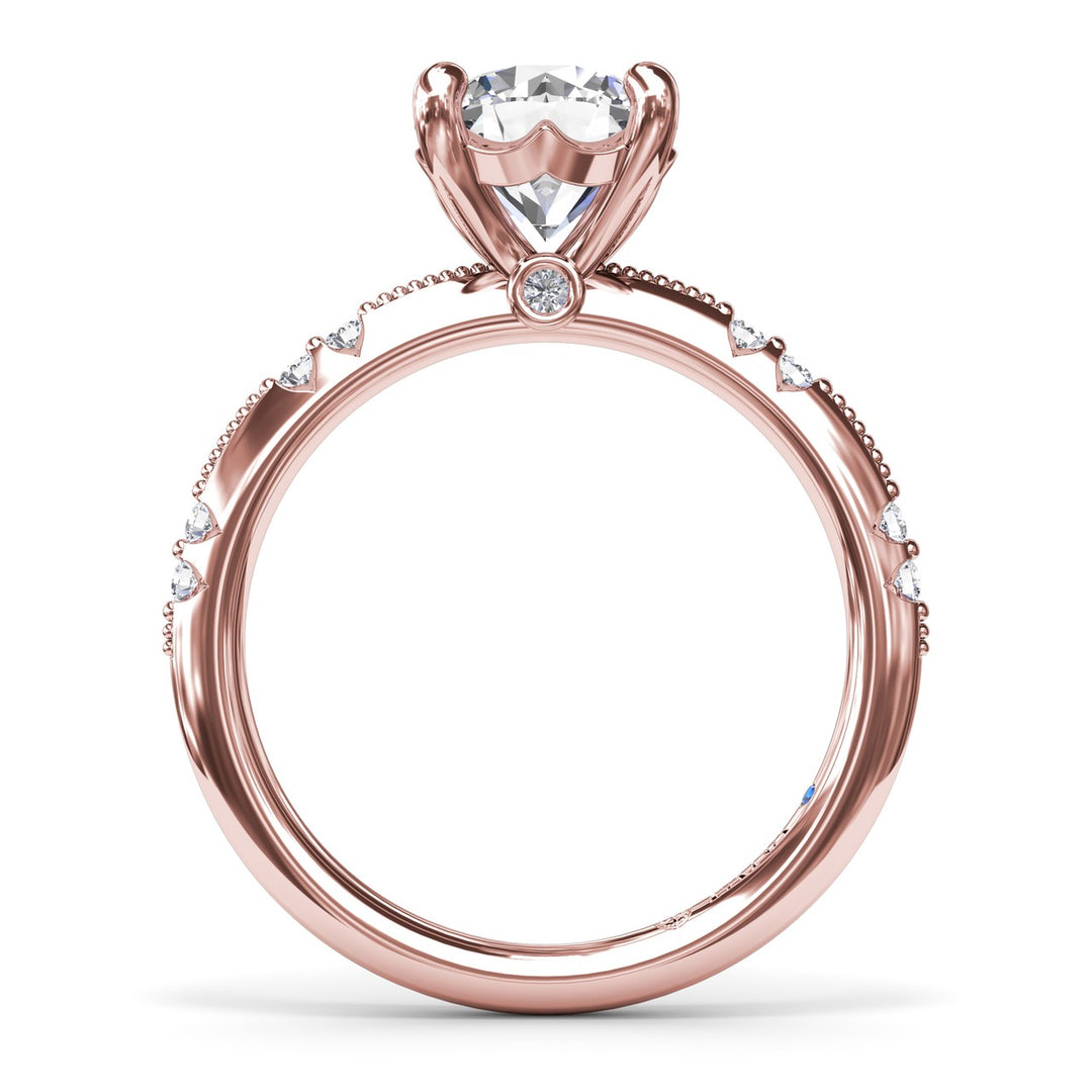 Milgrain Knife-Edge Round Diamond Engagement Ring