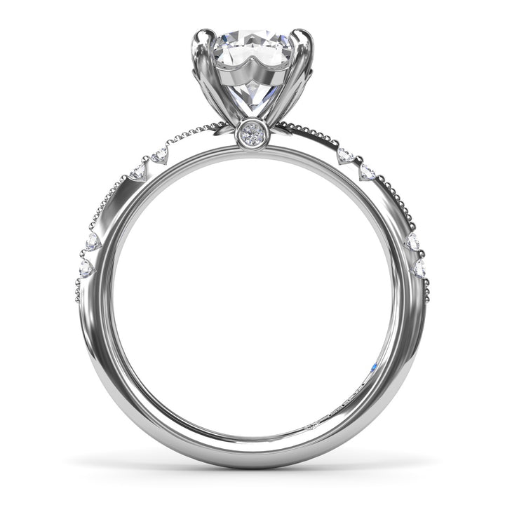 Milgrain Knife-Edge Round Diamond Engagement Ring