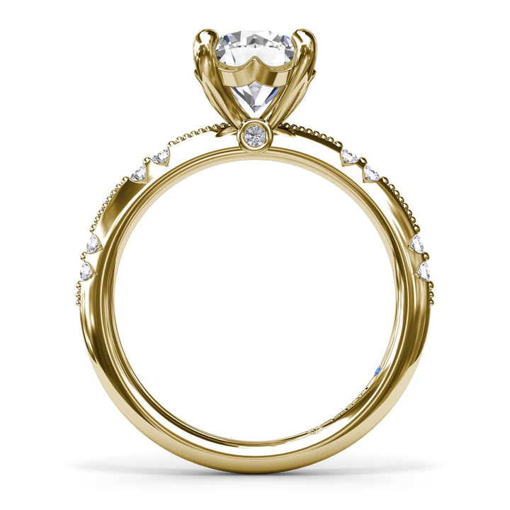 Milgrain Knife-Edge Round Diamond Engagement Ring