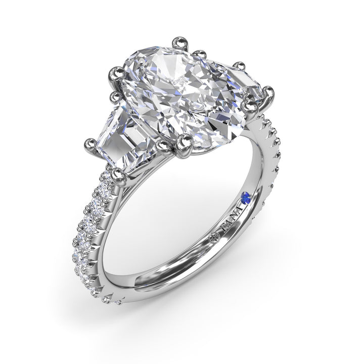 Bold Three Stone Oval Diamond Engagement Ring