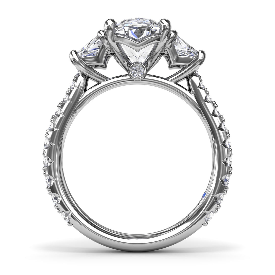 Bold Three Stone Oval Diamond Engagement Ring