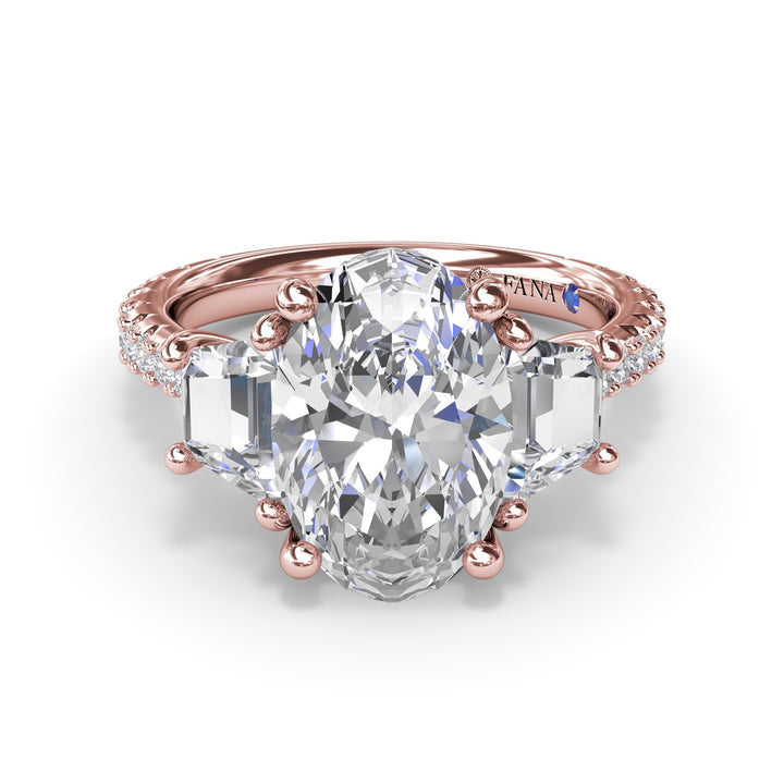 Bold Three Stone Oval Diamond Engagement Ring