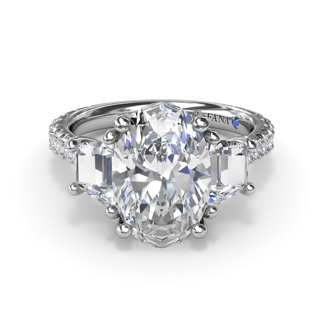 Three Stone Oval Diamond Engagement Ring