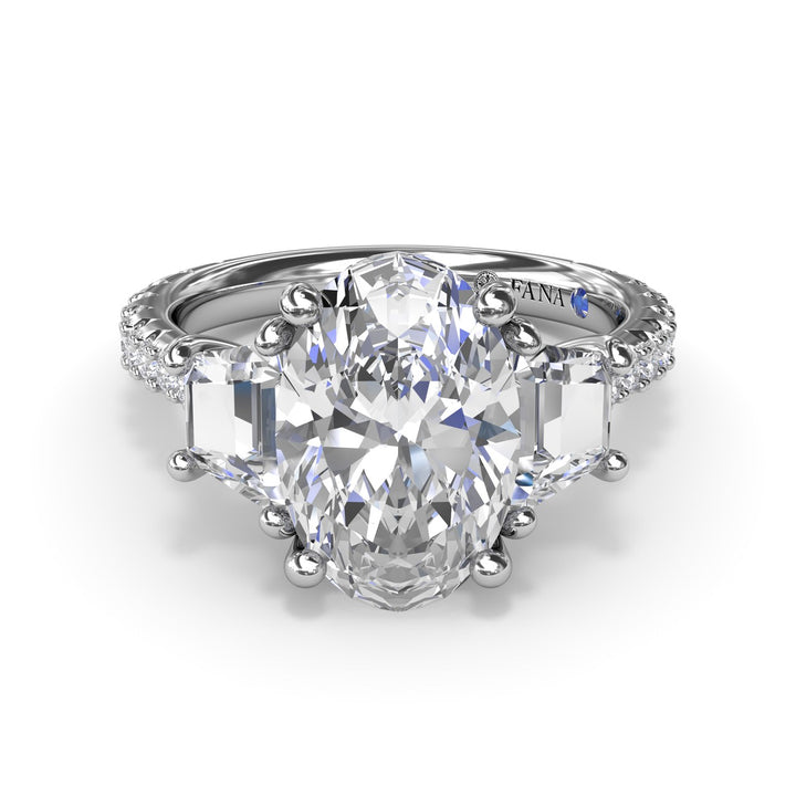 Three Stone Oval Diamond Engagement Ring