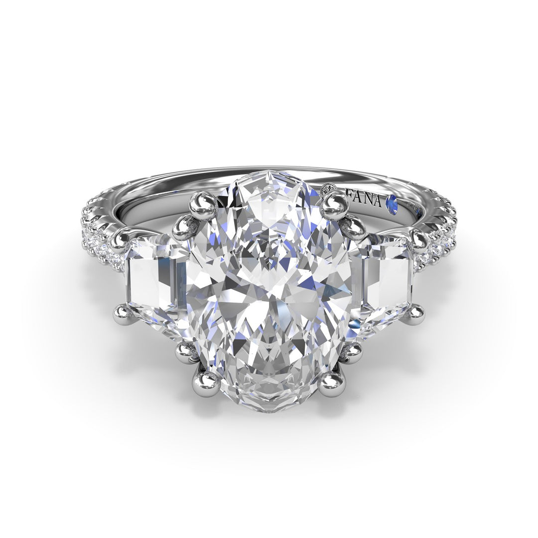 Bold Three Stone Oval Diamond Engagement Ring