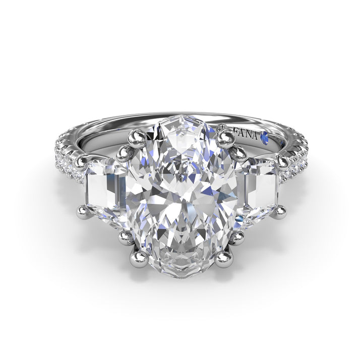 Bold Three Stone Oval Diamond Engagement Ring
