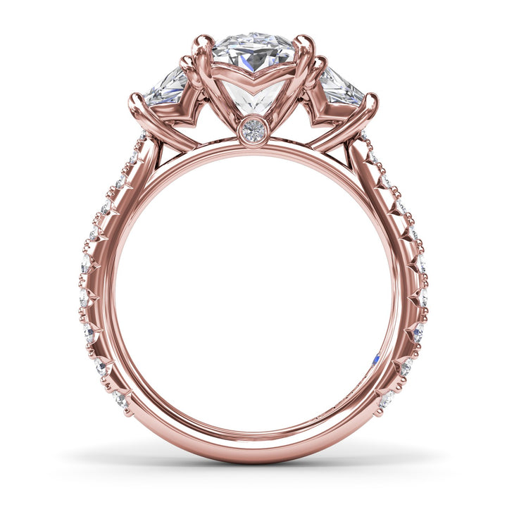 Bold Three Stone Oval Diamond Engagement Ring