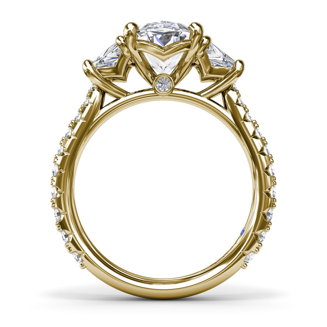 Bold Three Stone Oval Diamond Engagement Ring