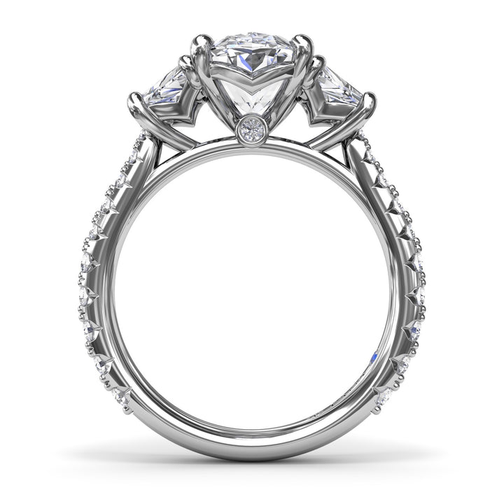 Bold Three Stone Oval Diamond Engagement Ring