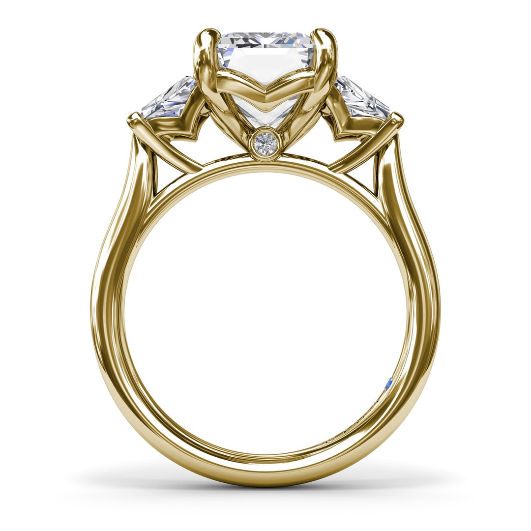 Three Stone Trapezoid Diamond Engagement Ring