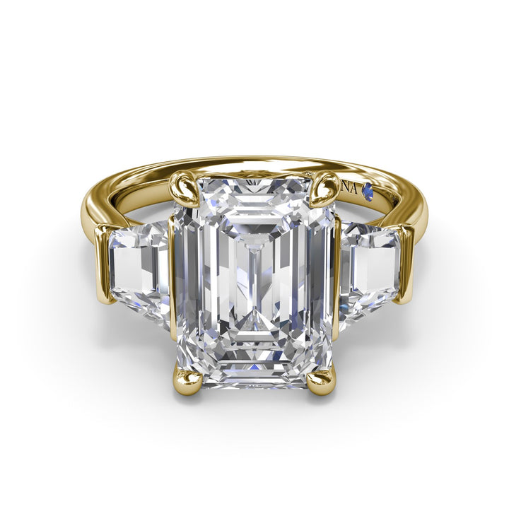 Three Stone Trapezoid Diamond Engagement Ring