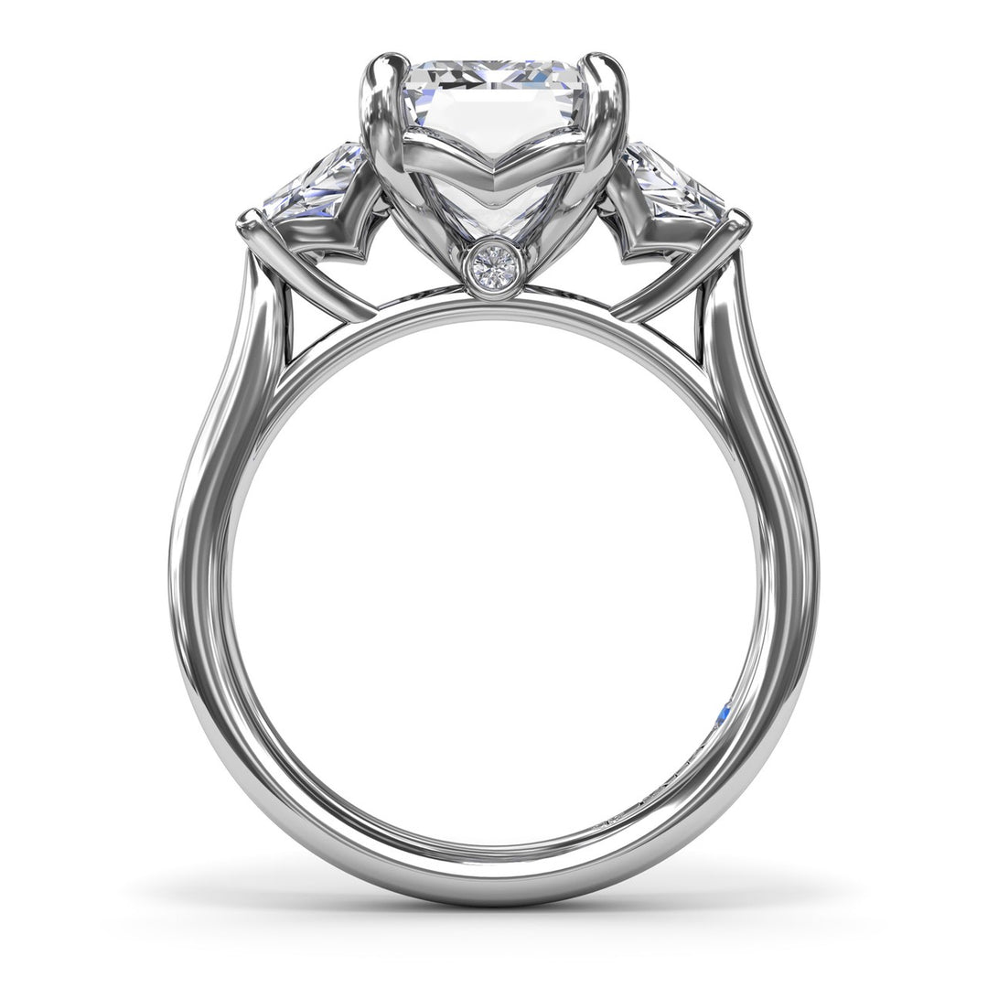 Three Stone Trapezoid Diamond Engagement Ring