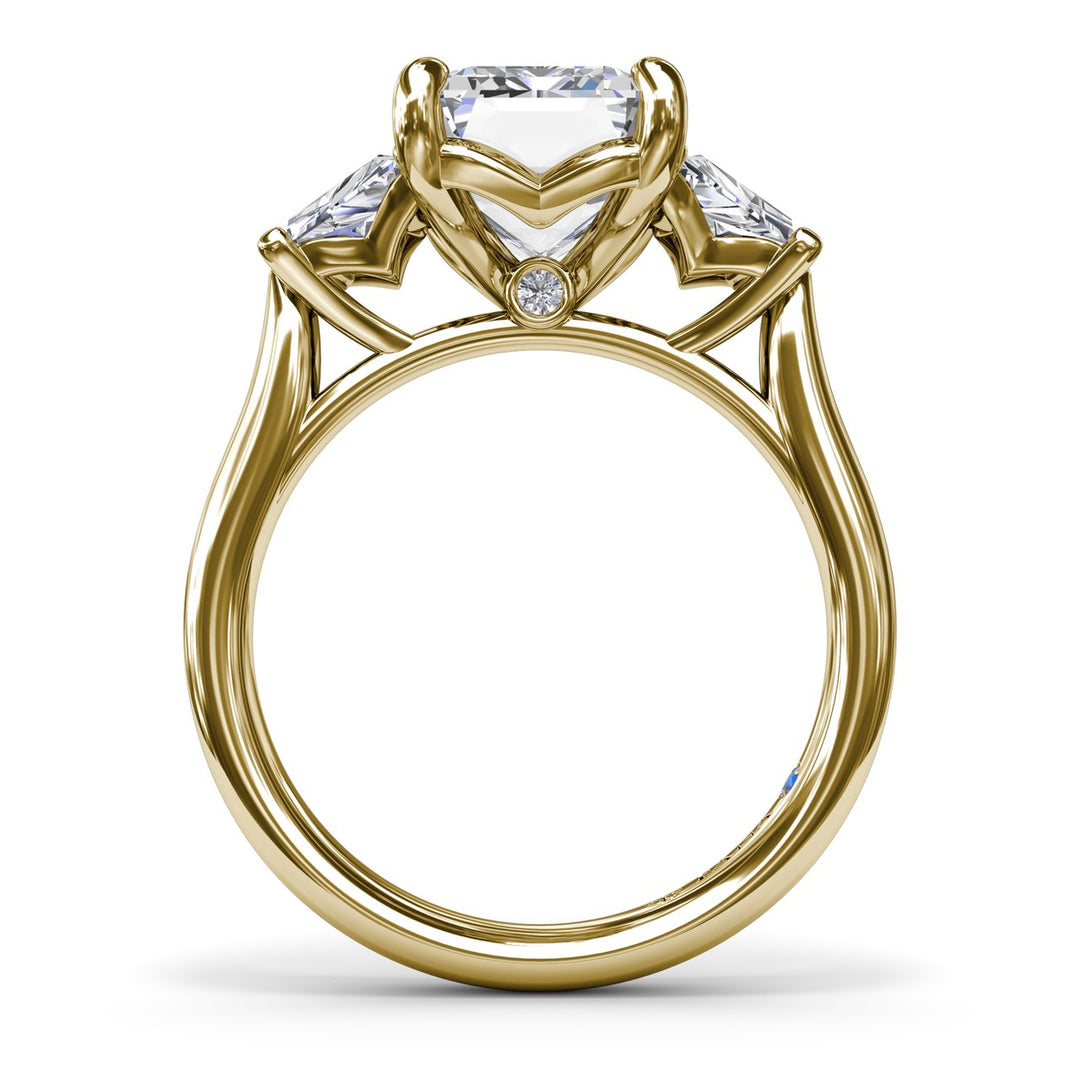 Three Stone Trapezoid Diamond Engagement Ring
