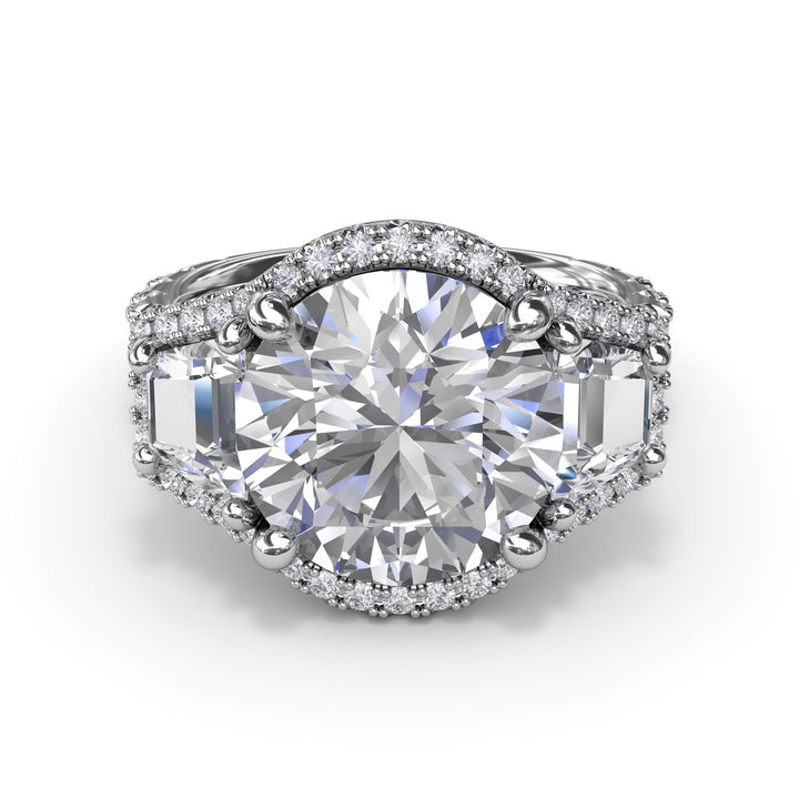 Complete Halo Three Stone Engagement Ring