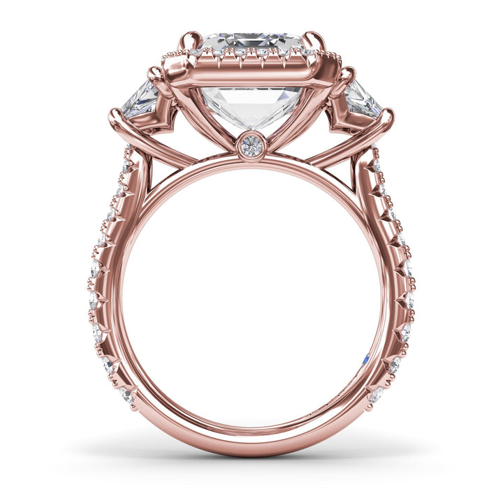 Three Stone Trapezoid Diamond Engagement Ring