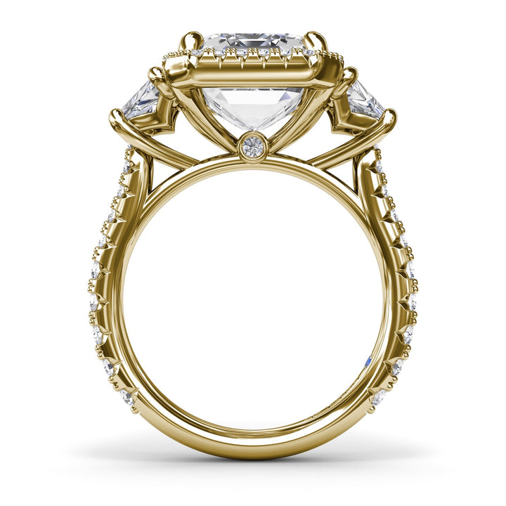 Three Stone Trapezoid Diamond Engagement Ring