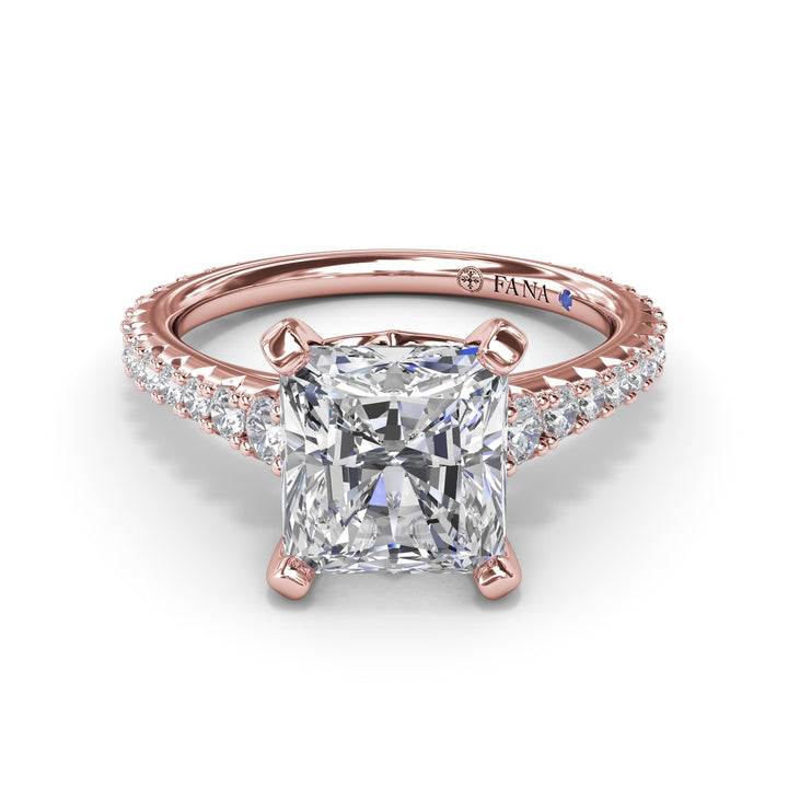 Radiant Diamond Engagement Ring with Graduated Shank