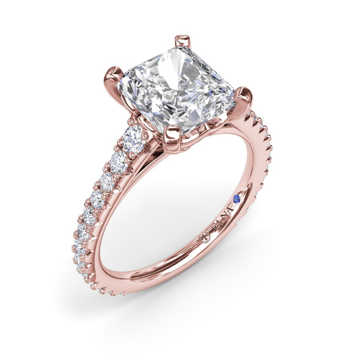 Radiant Diamond Engagement Ring with Graduated Shank