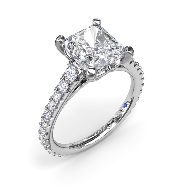 Radiant Diamond Engagement Ring with Graduated Shank