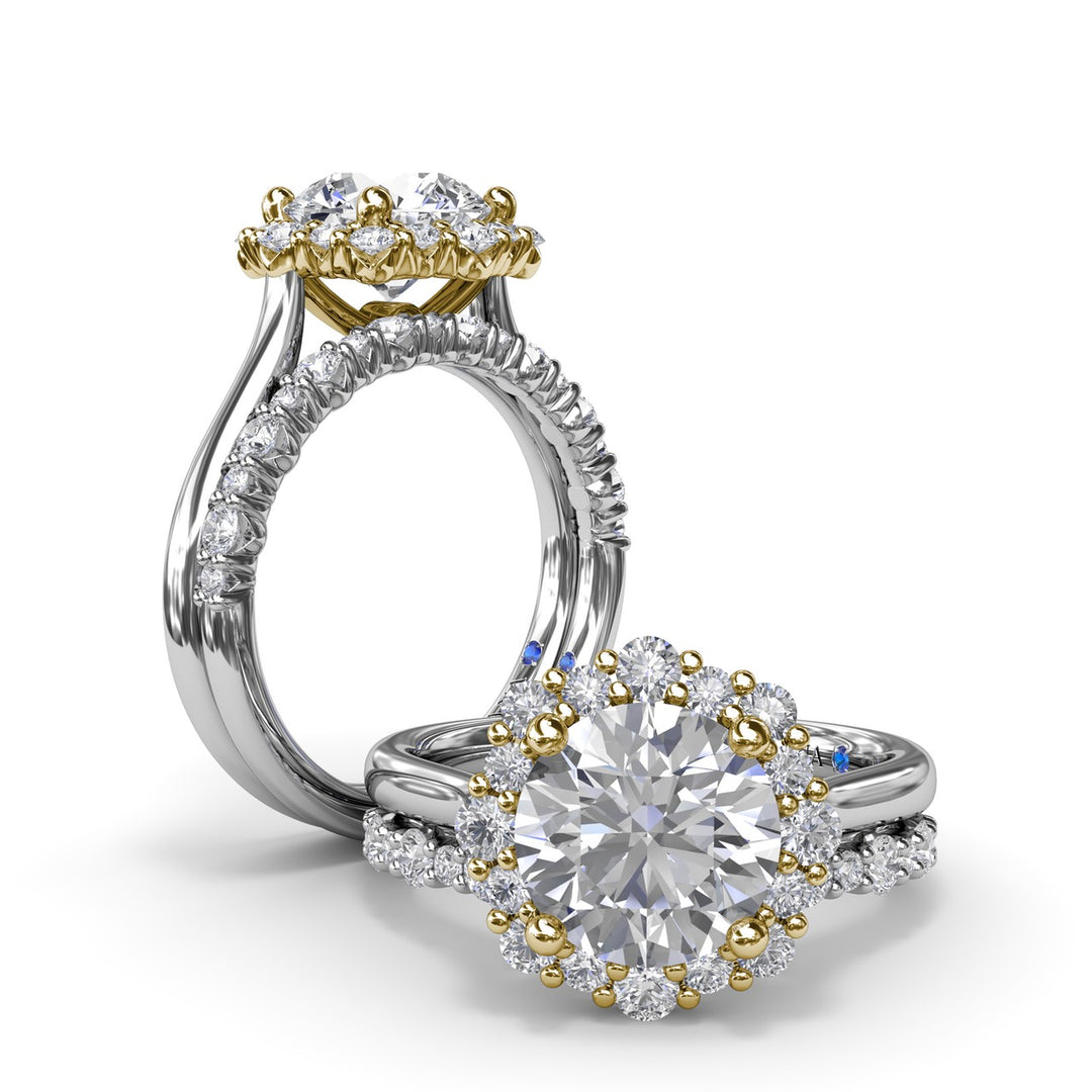 Graduated Halo Diamond Engagement Ring