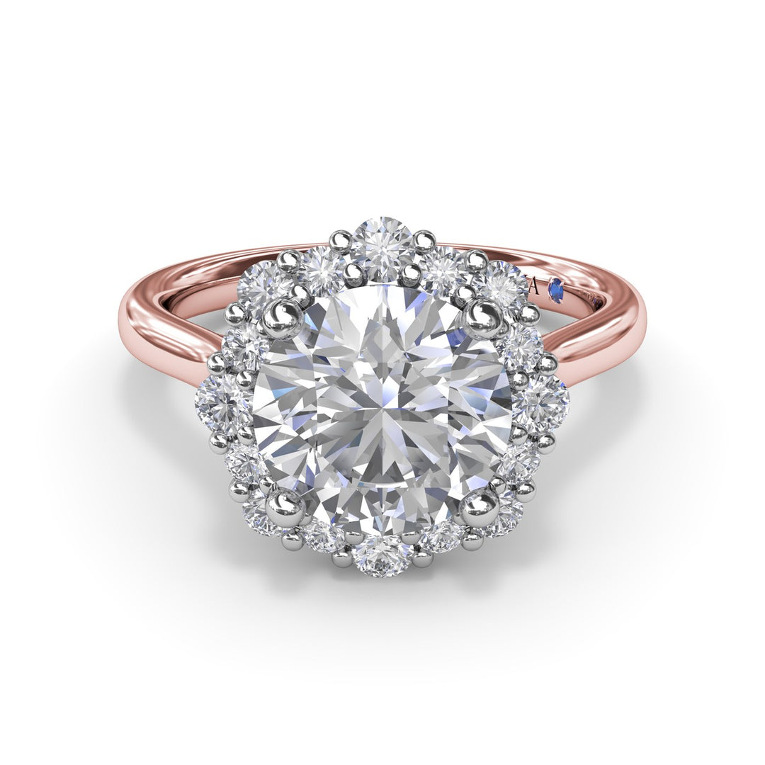 Graduated Halo Diamond Engagement Ring