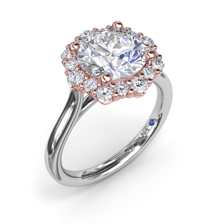 Graduated Halo Diamond Engagement Ring