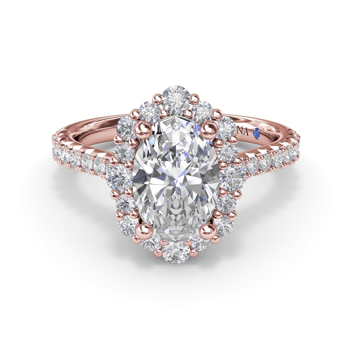 Oval Diamond Graduated Halo Engagement Ring