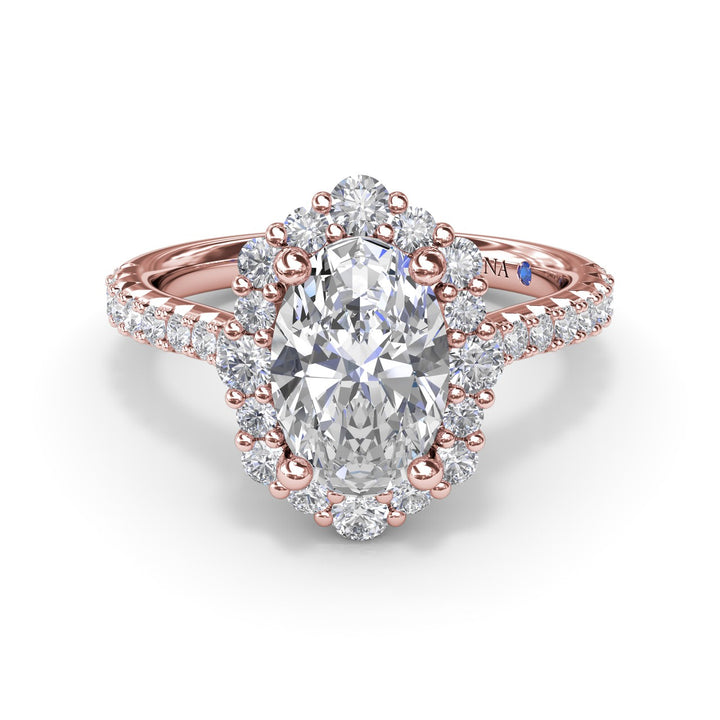 Oval Diamond Graduated Halo Engagement Ring