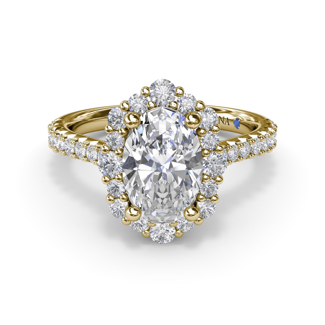 Oval Diamond Graduated Halo Engagement Ring