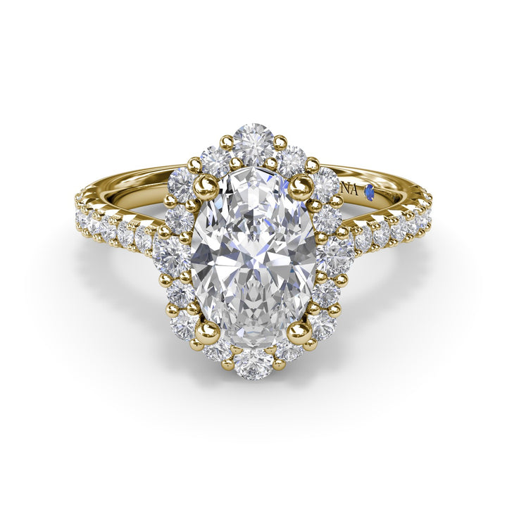 Oval Diamond Graduated Halo Engagement Ring