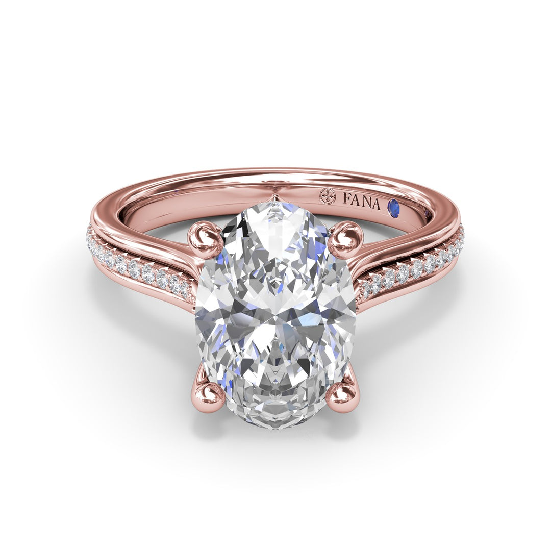 Two-Toned Triple Row Oval Diamond Engagement Ring