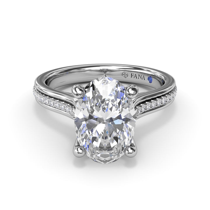 Two-Toned Triple Row Oval Diamond Engagement Ring