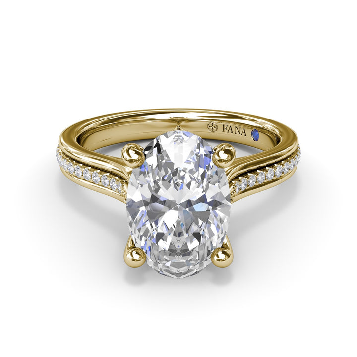 Two-Toned Triple Row Oval Diamond Engagement Ring