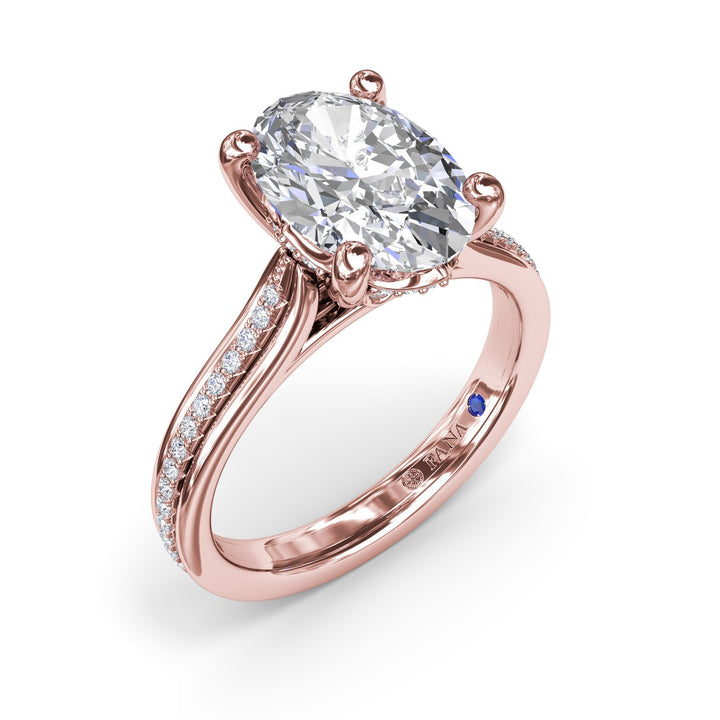 Two-Toned Triple Row Oval Diamond Engagement Ring