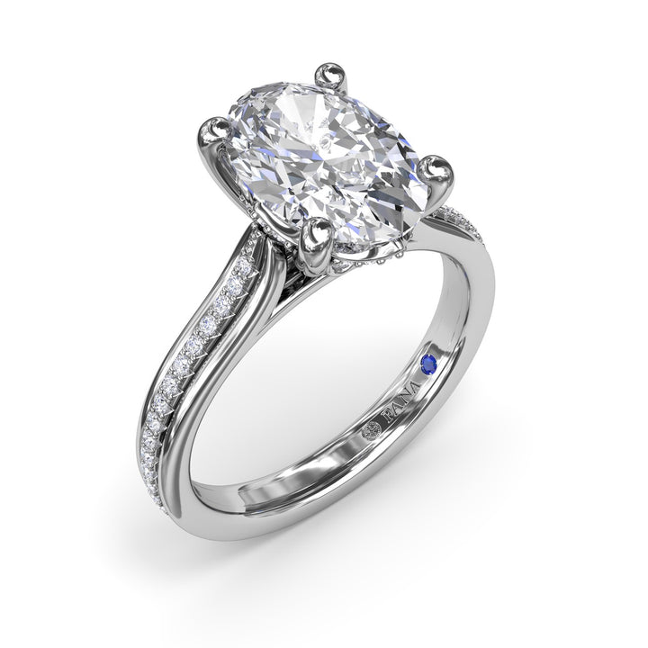 Two-Toned Triple Row Oval Diamond Engagement Ring