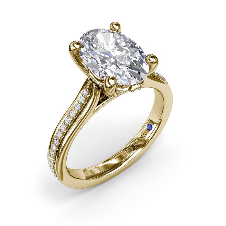 Two-Toned Triple Row Oval Diamond Engagement Ring