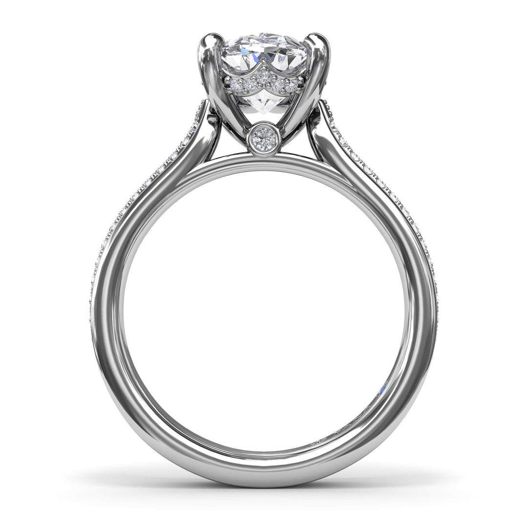 Two-Toned Triple Row Oval Diamond Engagement Ring