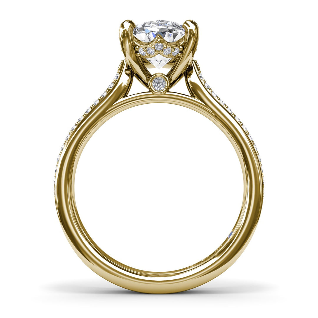 Two-Toned Triple Row Oval Diamond Engagement Ring