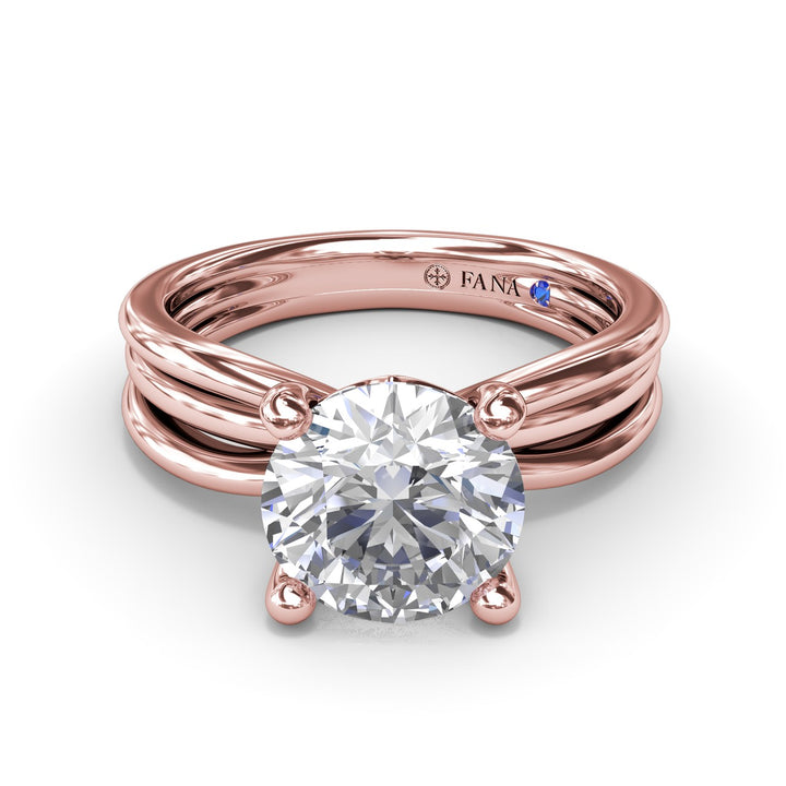 Twisted Triple Row Two-Toned Diamond Engagement Ring