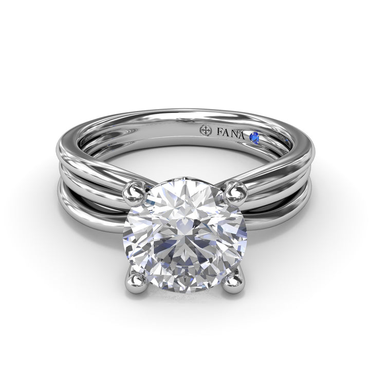 Twisted Triple Row Two-Toned Diamond Engagement Ring