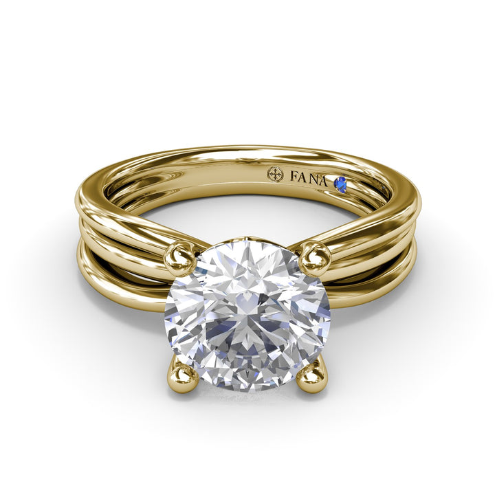 Twisted Triple Row Two-Toned Diamond Engagement Ring