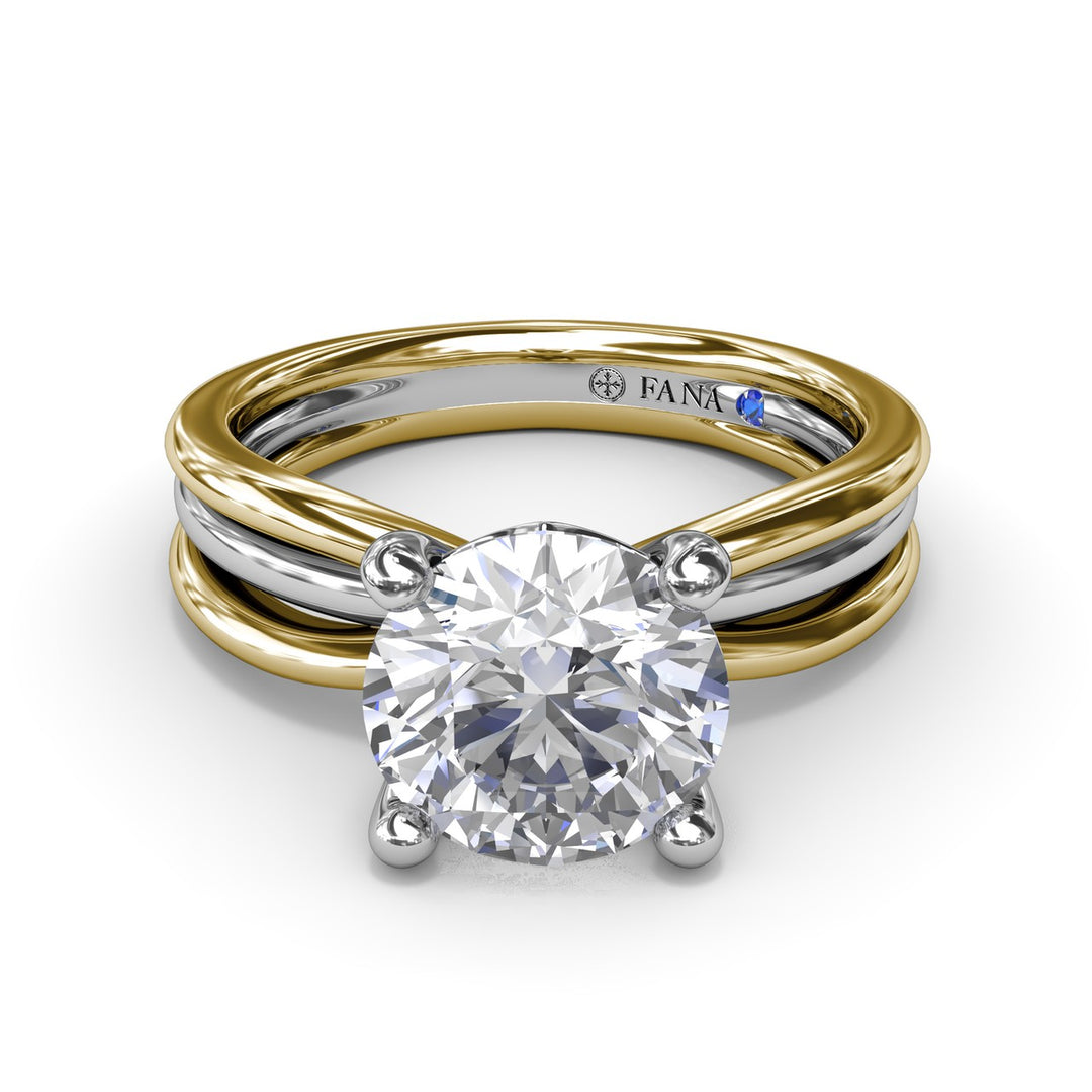 Twisted Triple Row Two-Toned Diamond Engagement Ring