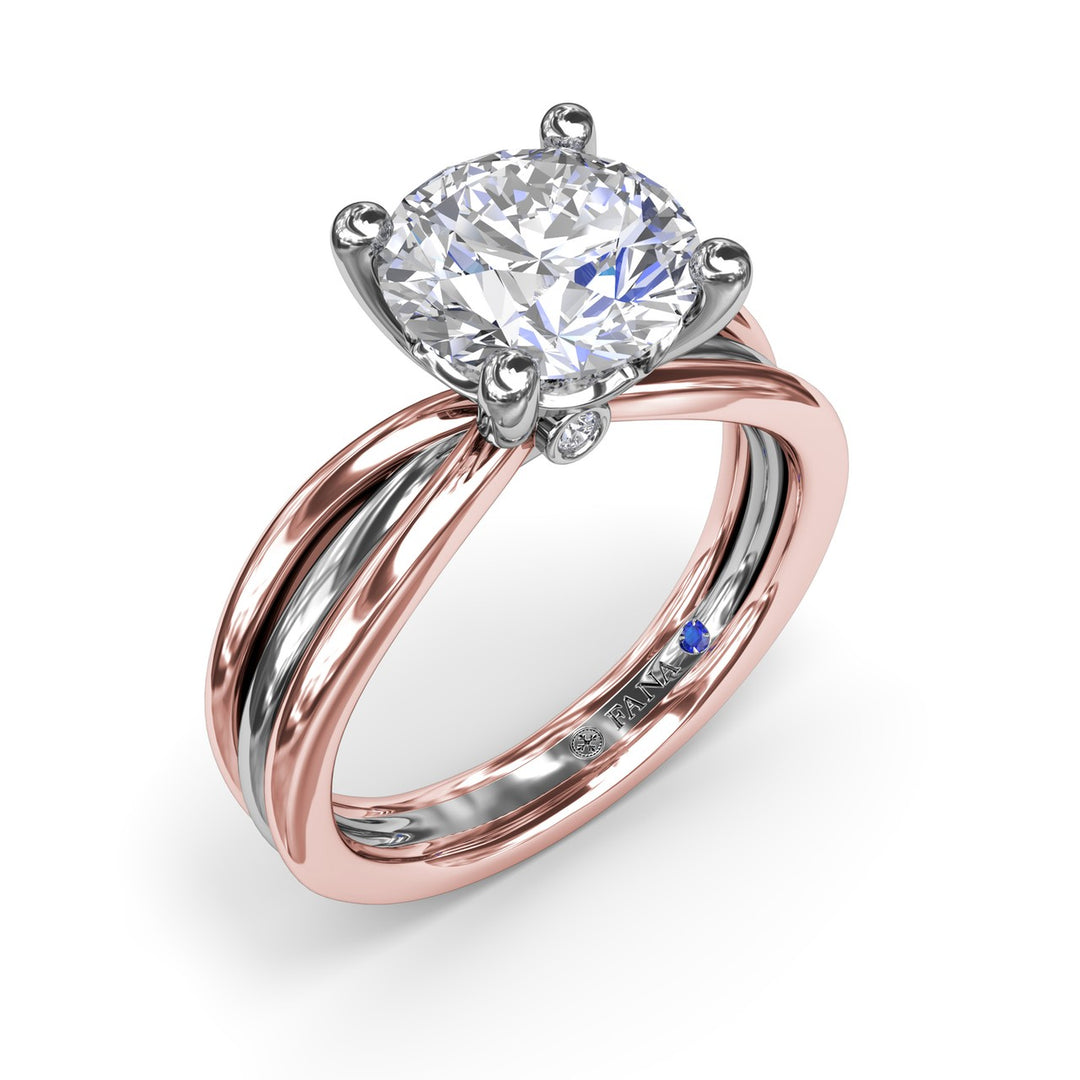 Twisted Triple Row Two-Toned Diamond Engagement Ring