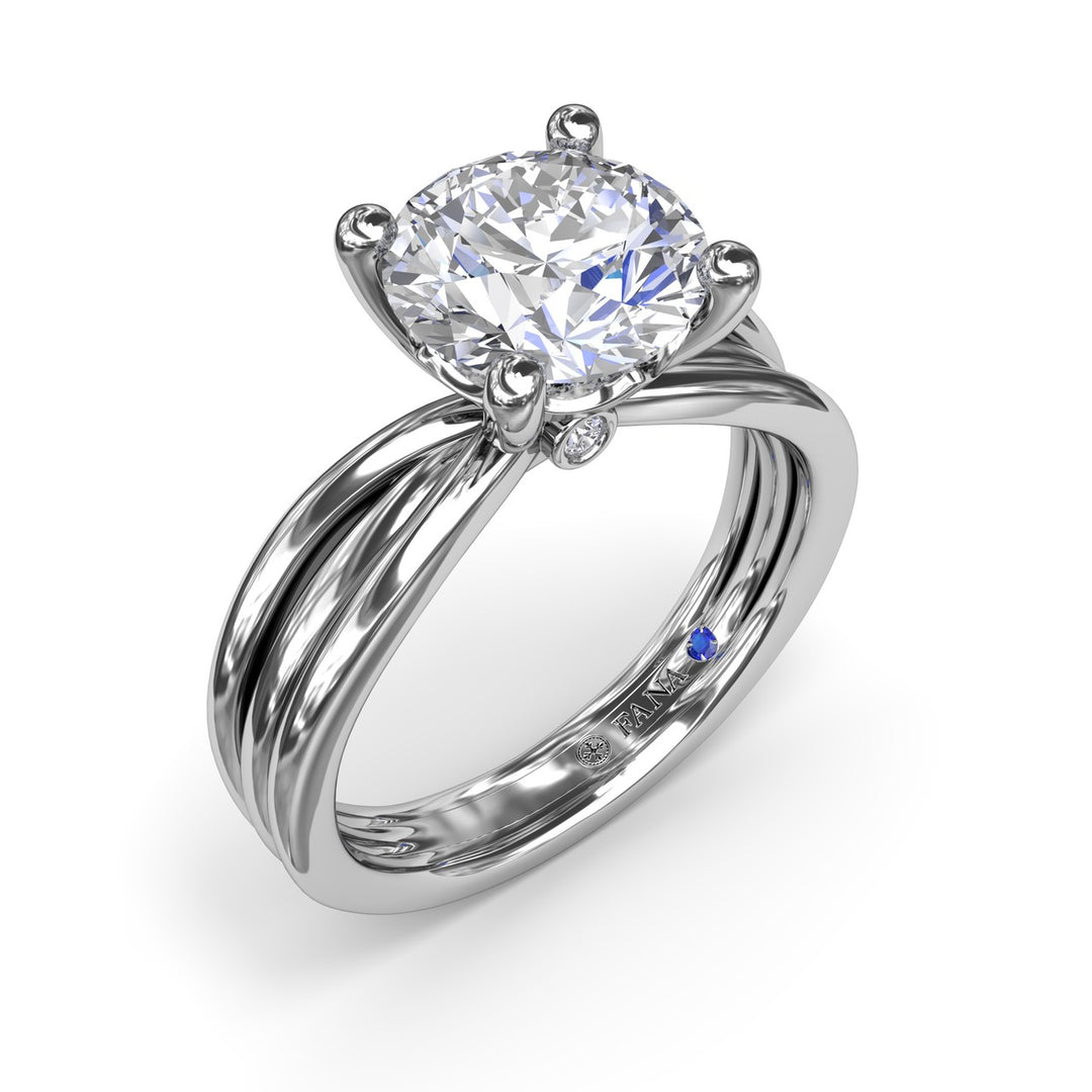 Twisted Triple Row Two-Toned Diamond Engagement Ring