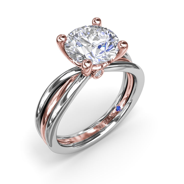 Twisted Triple Row Two-Toned Diamond Engagement Ring