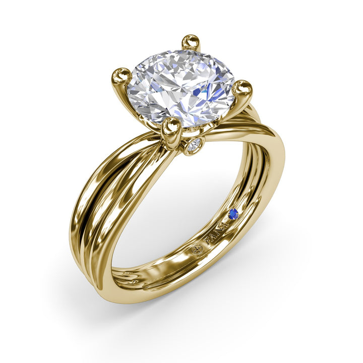 Twisted Triple Row Two-Toned Diamond Engagement Ring