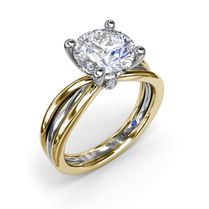 Twisted Triple Row Two-Toned Diamond Engagement Ring
