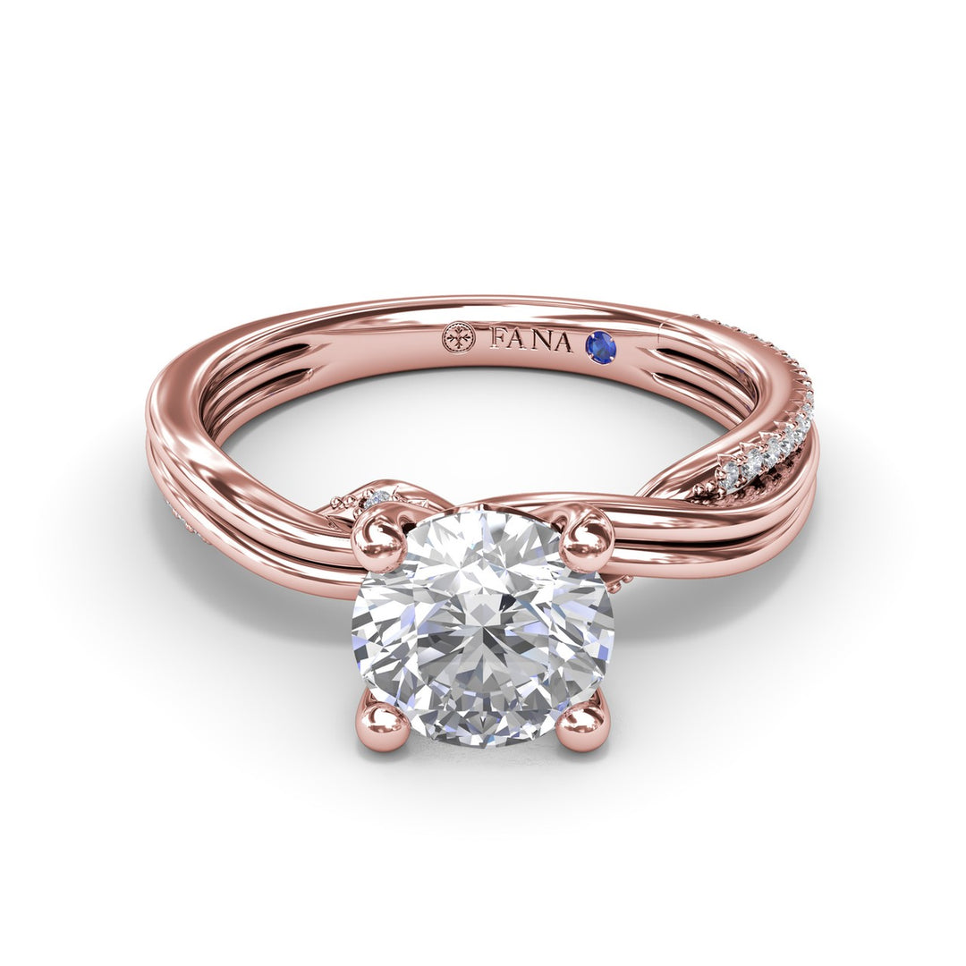 Two-Toned Twist Diamond Engagement Ring