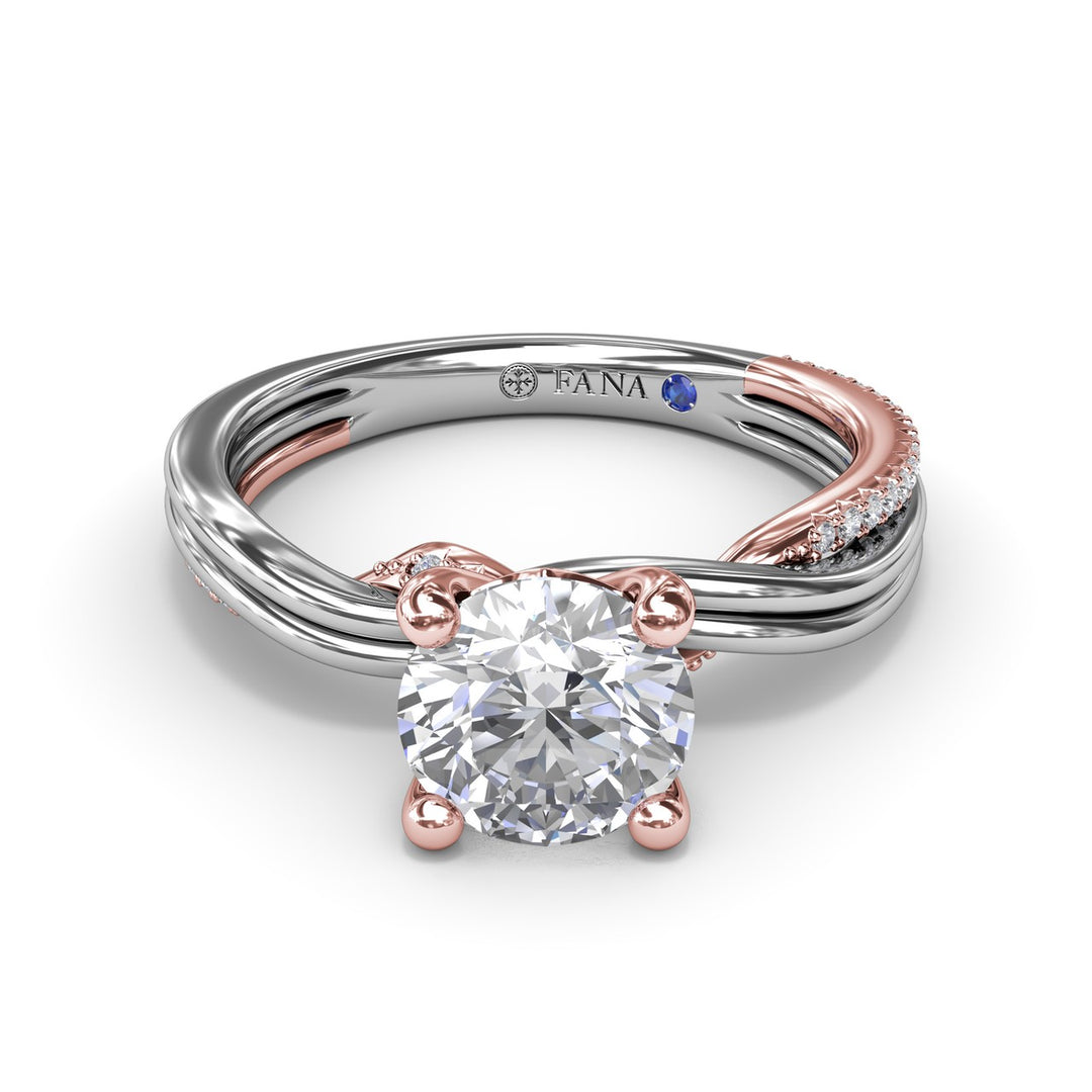 Two-Toned Twist Diamond Engagement Ring